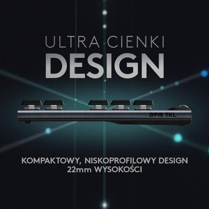 Clavier gaming - logitech - g915 tkl - mécanique - sans fil - rétroéclairé rgb