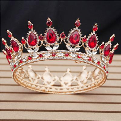 Barock Große Diademe Braut Hochzeit Krone Königliche Königin König Rundes Diadem Braut Kopfschmuck Festzug Haarschmuck Kopf Accessoire