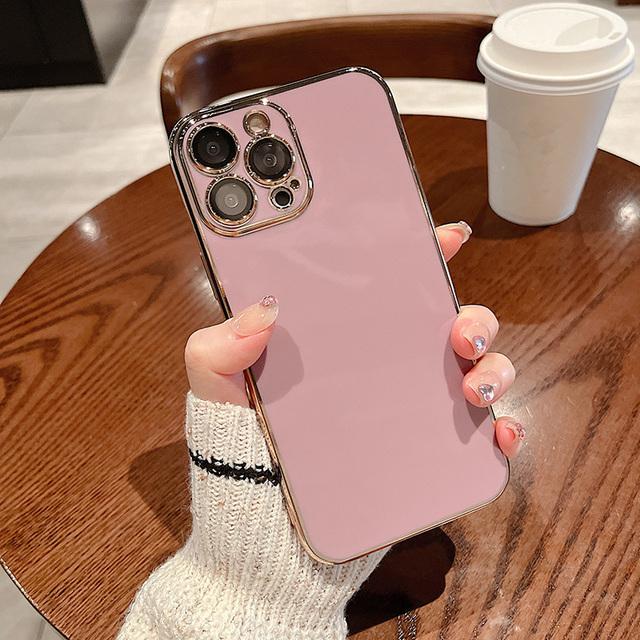 Luxury Electroplated Color Phone Case For Iphone 11 12 13 Pro Max Xs Xr Max 7 8 Plus Soft Lens Protection Silicone Back Cover