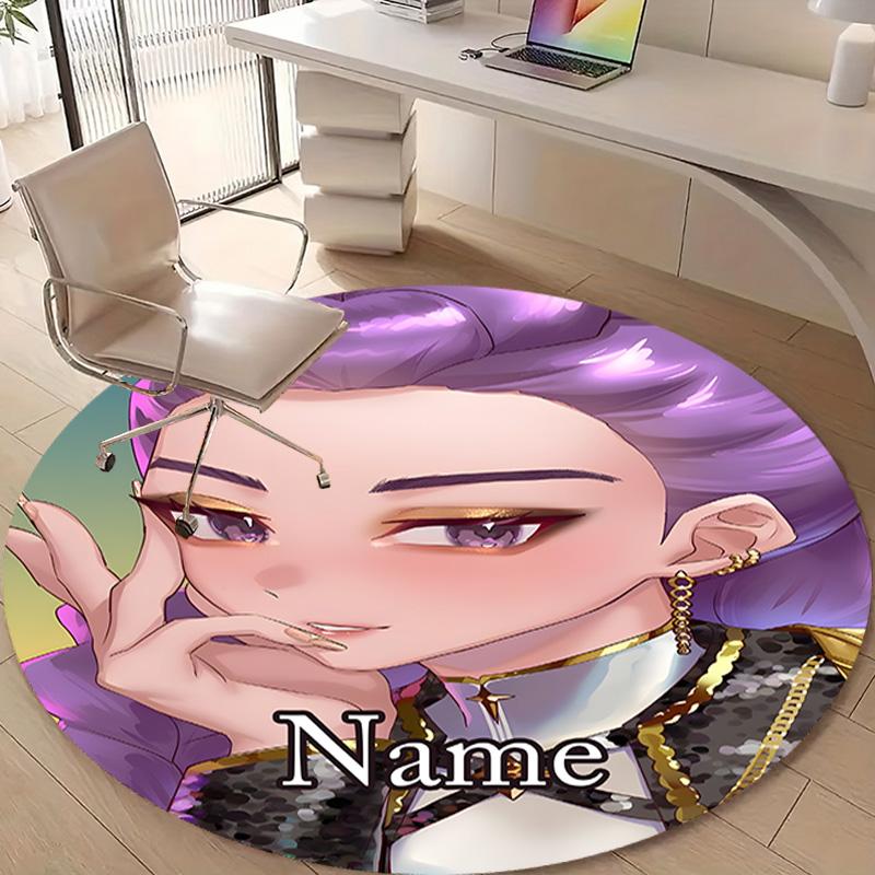Personalized K-KPop Demon Hunters Round Chair Office Rug - Perfect for Mat, Office Chair & More - Ideal Gift for Birthdays and Holidays