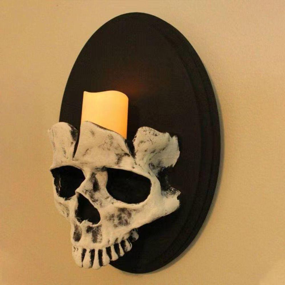 Scary Skull Head Candlestick Gothic Skull Head Wall Lamp  Restaurant