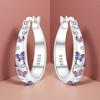 S925 Silver Pink Purple Butterfly Insect Earrings Hoop Earrings Women Jewelry Trendy Anniversary Gifts