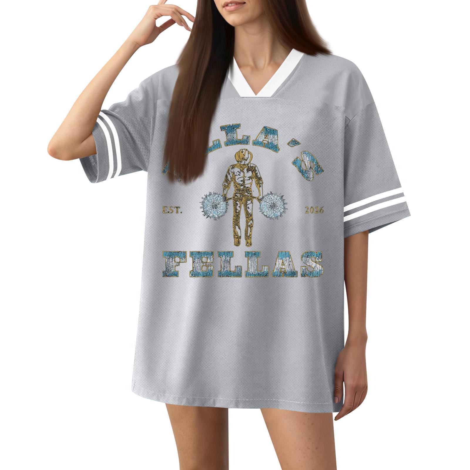 Women s Fashion Short Sleeve V Neck Printed Sports Jersey T Shirt Top Casual Loose Fit Athletic Wear XXXL