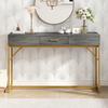 Console Table with 2 Drawers Light Luxury Modern Metal Golden Frame Living Room Farmhouse Long Hallway Table Behind Sofa Narrow Entryway