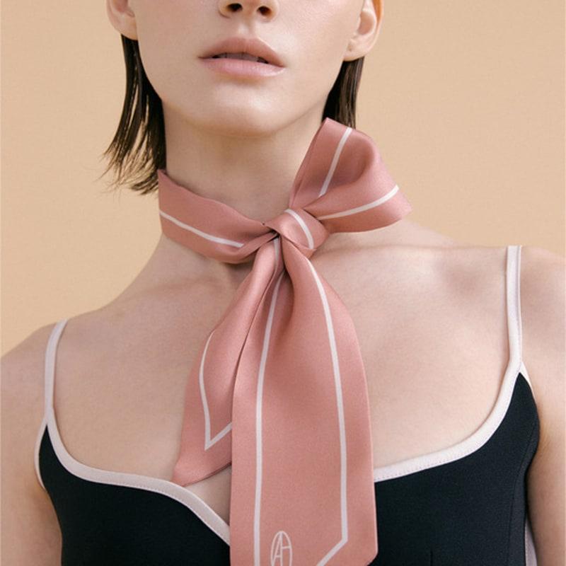 AVVINA PELLE Long Twilly Silk Scarf - Rose Quartz