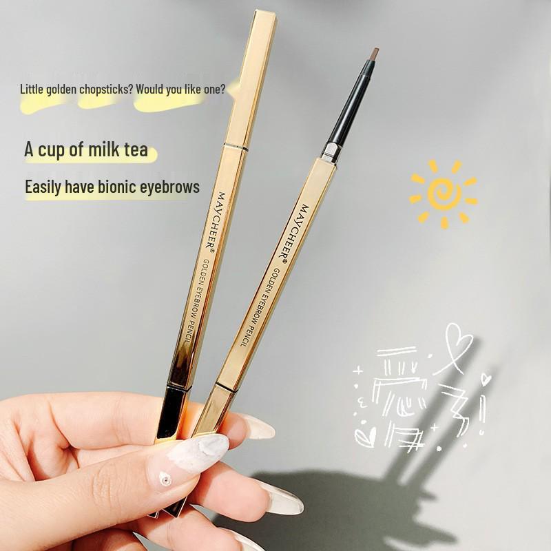 Little Gold Bar Double-Ended Eyebrow Pencil: Ultra-Fine, Waterproof, Sweatproof, Long-Lasting, No Smudge, Natural Misty Finish