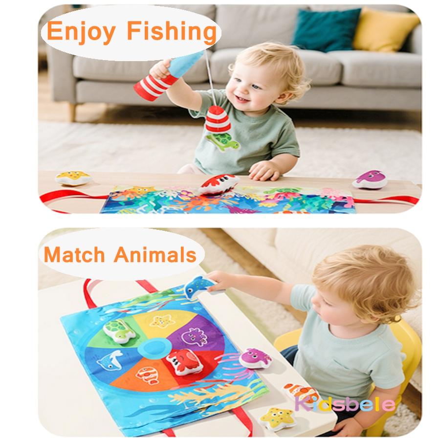 Montessori Matching Fishing Game Cloth Fishing Toy Color Sorting Portable Christmas Gift For Toddlers 6 To 12 Months Sensory Toy