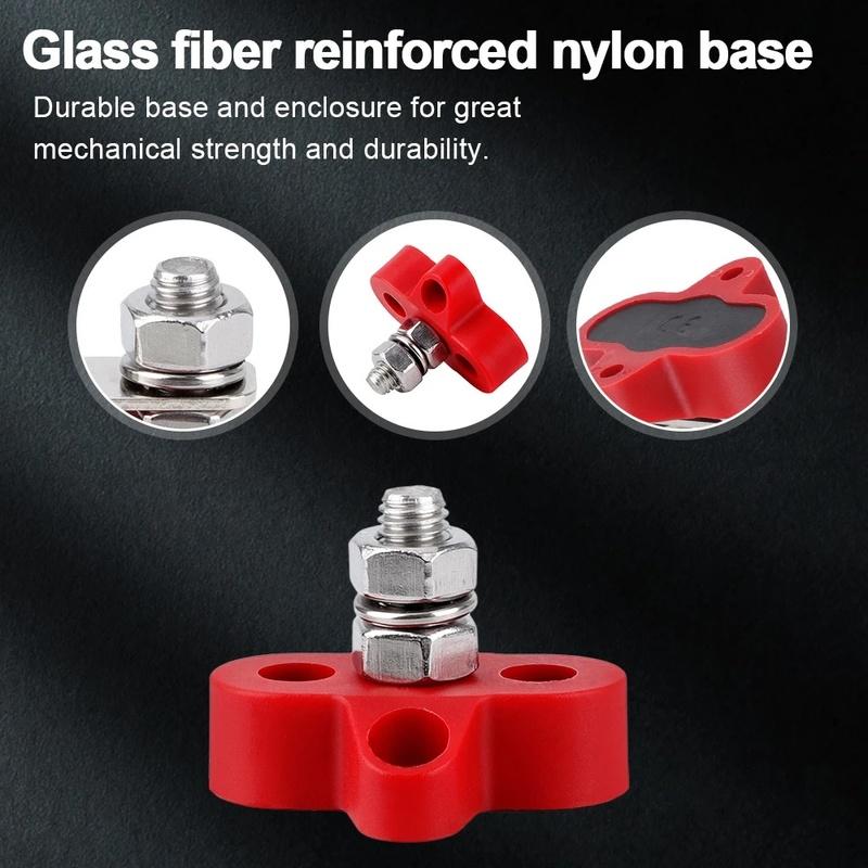 DC 48V 300A Bus Bar M6/8/10 Terminal Block Studs Battery Power Distribution Terminal Stud Bus Bar Connector for Truck RV Boat