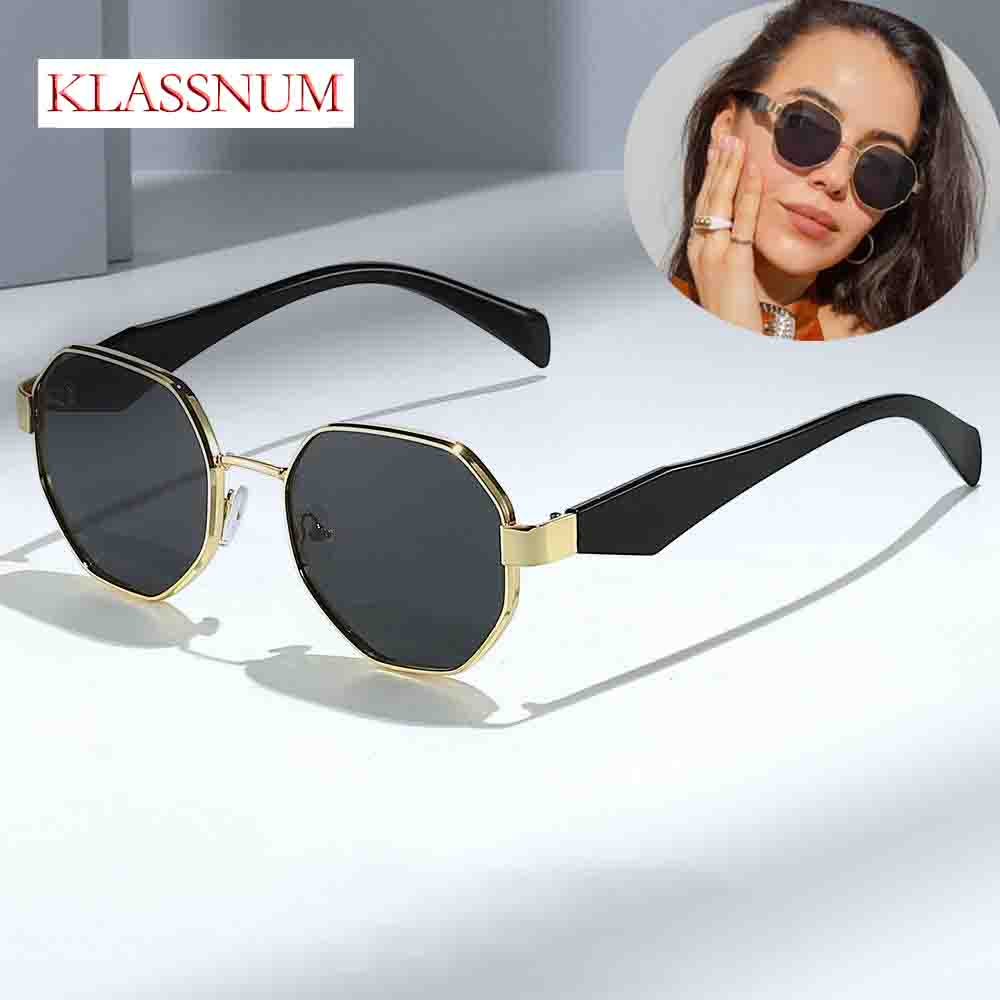 Luxury Brand Design Polygon Metal Sunglasses Women Vintage Frames For Female Glasses Driving travel Street Snap Shades UV400