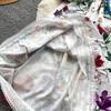 2026 New Floral Print Lace Patchwork Maxi Dress Women Elegant V Neck Long Sleeve White Casual Party Long Dresses Bohemian Robe