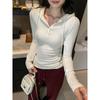 Women's Slim Fit Hooded Henley with Long Sleeves - Comfortable, Skin-Friendly Autumn/Winter Base Layer Top