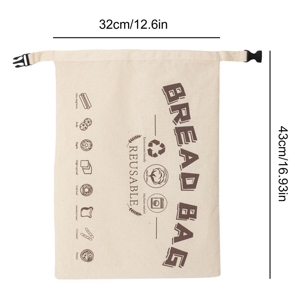 

Cotton Bread Bag 43x32cm Reusable Drawstring Storage Pouch for Homemade Bread Loaf with TPU Lining for Bakery Kitchen Pantry