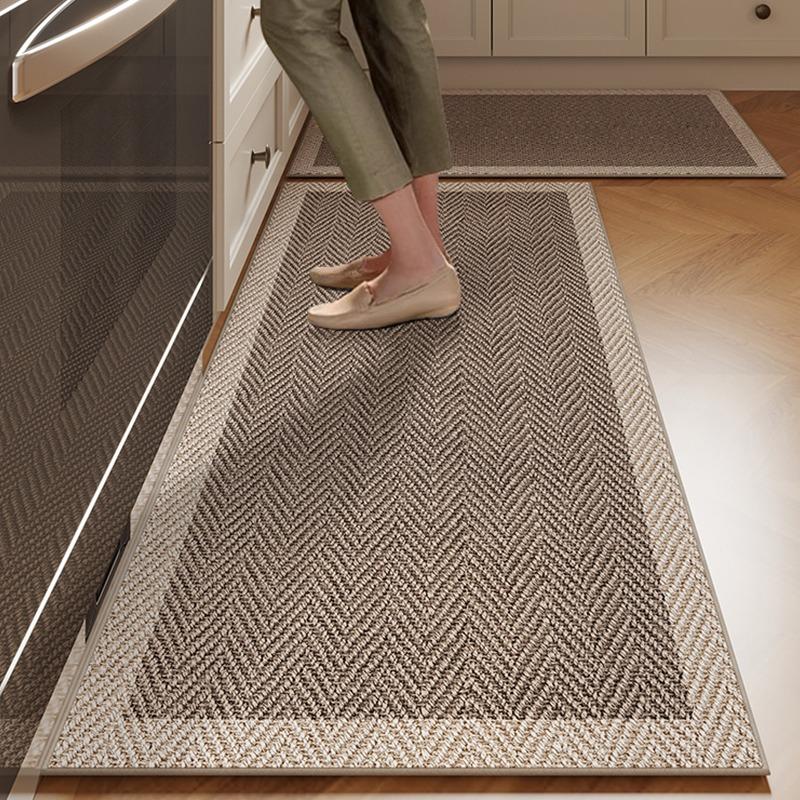 Mat For Kitchen Runner Rug Set Water-Absorbing Non-Slip Floor Mats Long Carpet Brown Imitation Linen Home Decoration Rugs
