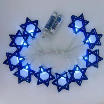 1,65M 10LED Chanukka Menora & Davidstern Lichterkette Für Jüdisches Neujahr Frohe Chanukka Kindergeschenke Menora Partyzubehör