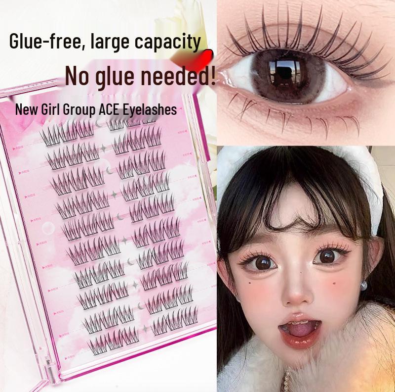 Lotus Elf Girl Glue-Free Removable False Eyelashes - Super Fine Lightweight Single Cluster