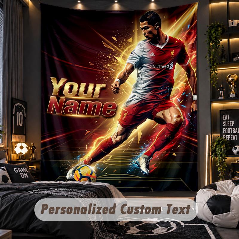 Wandteppich Cristiano Ronaldo Benutzerdefinierter Name Text Personalisierter Wandbehang Teppich Heimwanddekoration