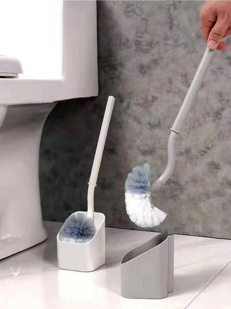 1pc White Toilet Brush Set With Creative S-Shaped Japanese Style Toilet Brush, Cleaning Brush For Bathroom With No Dead Corners