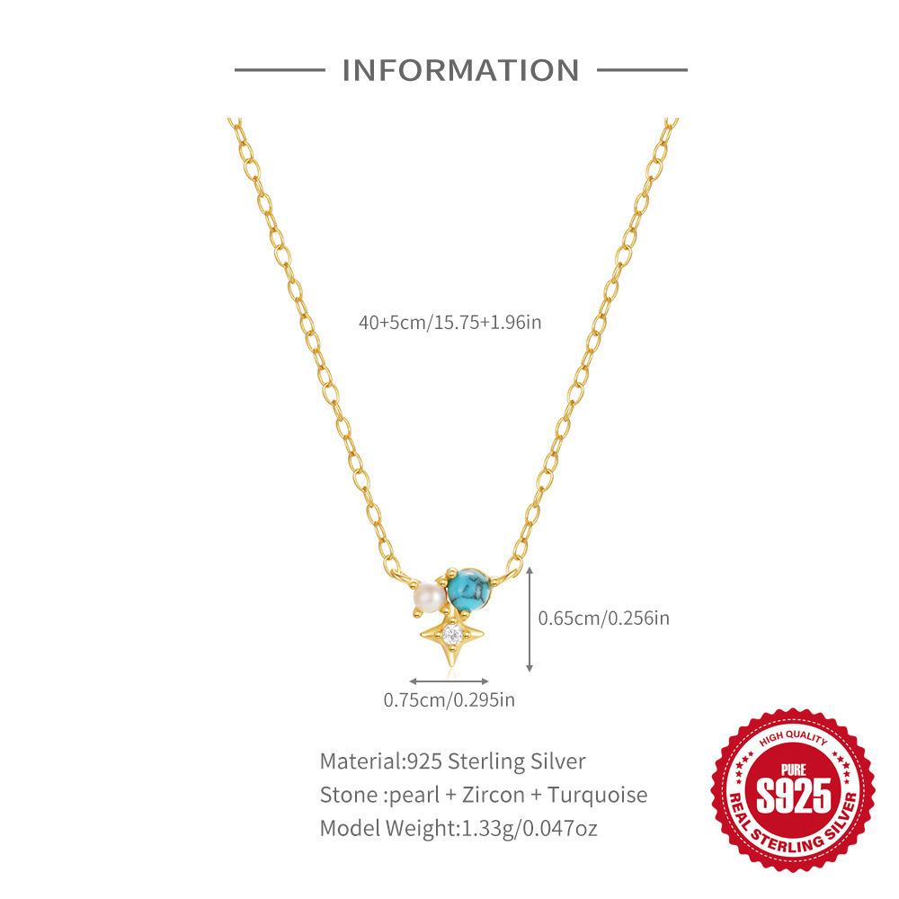 Turquoise Light Luxury Necklace Women'S Design Sense Sterling Silver Simple Tide French Temperament Advanced Sense Collarbone Chain