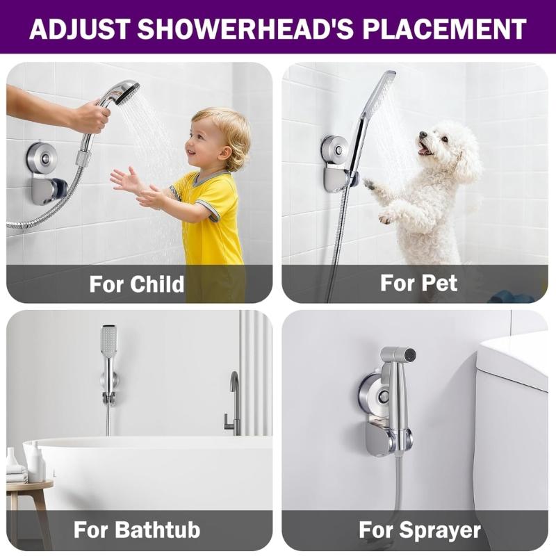 Plastic Suction Cup Hook For Bathroom Easy Installation Handheld Shower Head Holder Wall Mounted Bracket