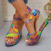 Summer New Wedge Platform High Heels Women Round Toe Open Toe Fashion Versatile Platform Anti-Slip Wear-Resistant Sandals