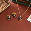 Y2K Style Tiger Eye Necklace & Vintage Clavicle Chain with Trendy INS Style Earrings