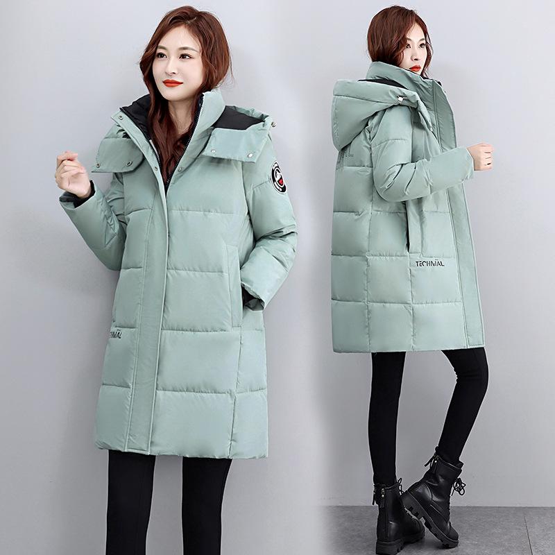 Brand down jacket women's medium and long new fashion loose thickened long knee white duck down jacket
