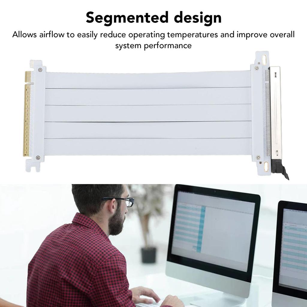 PCIE 4.0 X16 Riser Cable, 128Gbps PCB Flexible GPU Extension Cable, PCIE Riser Compatible with 4.0, 3.0, 2.0, and 1.0 Interfaces (20cm)