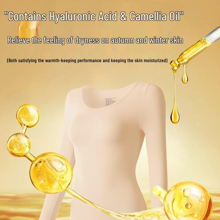 Plus Size 200 Jin Warm Top and Long Johns Set with Hyaluronic Acid for Women