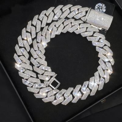 Promotion Classic Prong 2 Row Rhinestone Chain15mm Cuban Links Fine Quality RapperJewelry IcedOut Rhinestone Cuban ChainNecklace