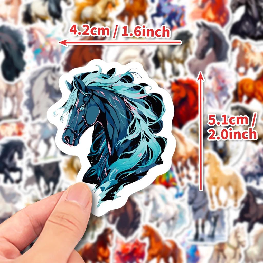 50-Pack Cute Cartoon Horse Stickers Aesthetic Animals Decals DIY Skateboard Laptop Bike Phone Graffiti Sticker Kids Toy