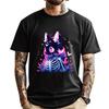 Cute Goth Skeleton Cat Anime Pastel Aesthetics Kitten Lovers Green And White Graphic T Shirt TShirt Camisa Hip Hop