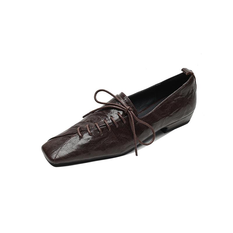 Mode 2025 Lente Nieuwe Damesschoenen Lage Hak Vierkante Neus Basis Casual Werken Comfortabel Zacht Echt Leer Schoenen Vrouw Beknopte Pumps