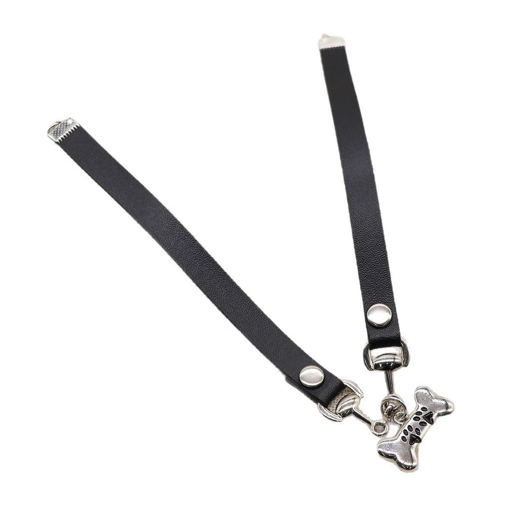 Y2K Spicy Sweet Heart & Cat Paw Pendant Leather Choker Chain Necklace for Women