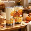 Car Tumbler 591ml Autumn Maple Leaf Elements Straw Cup Hot Cold Cup Leakproof Tumbler 20oz Car Straw Cup Metal Drink Mug
