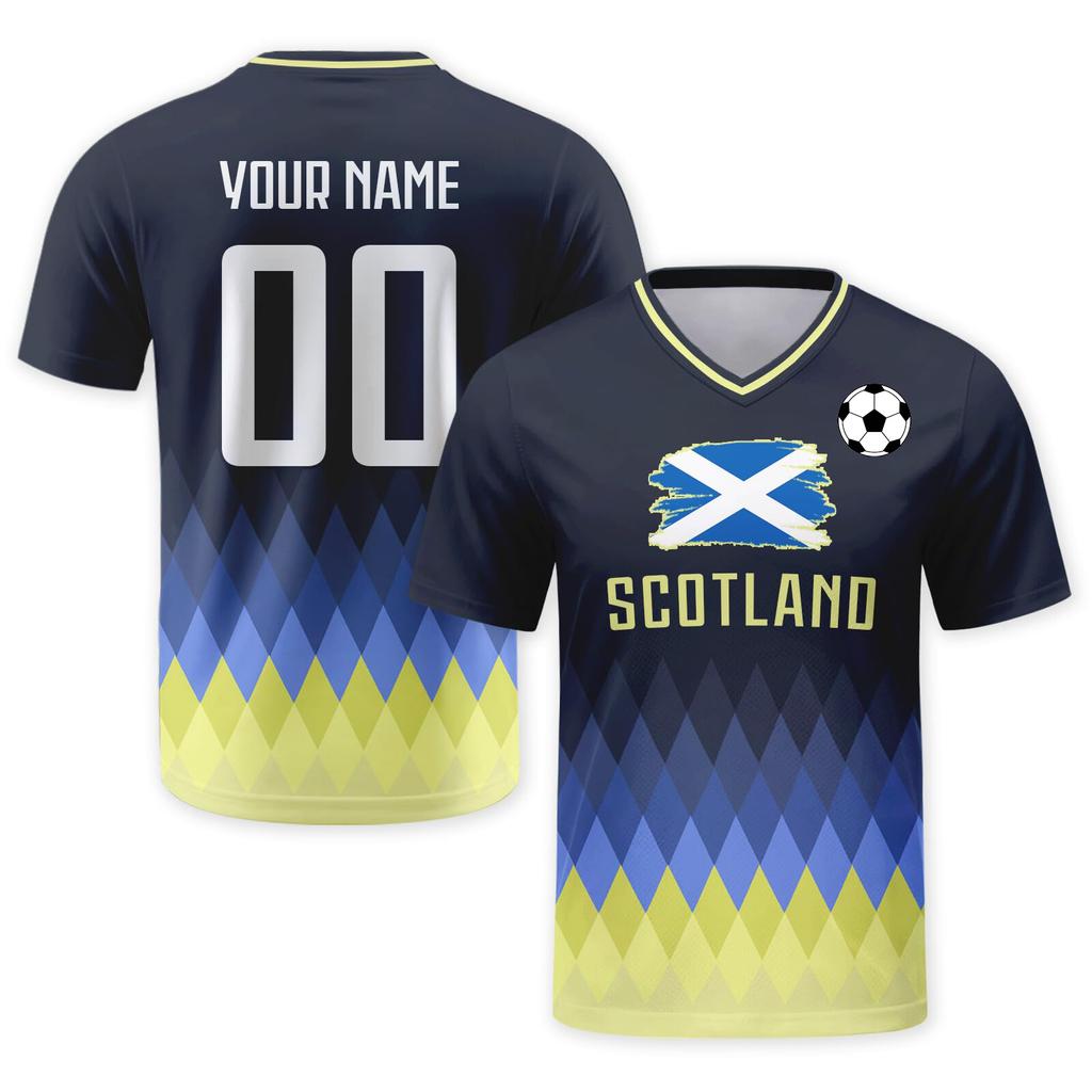 Customizable Soccer Jersey Shirt with V Neck Short Sleeves Pattern Front and Back Print for Sports and Team Use