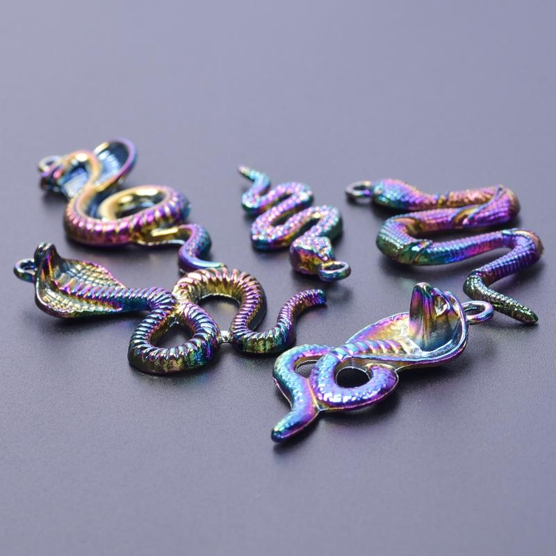 Snake Charm Cobra Rainbow Pendant 5pcs Mix Animal Charms For Jewelry Making Supply DIY Necklace Fashion Earring Punk Accessories