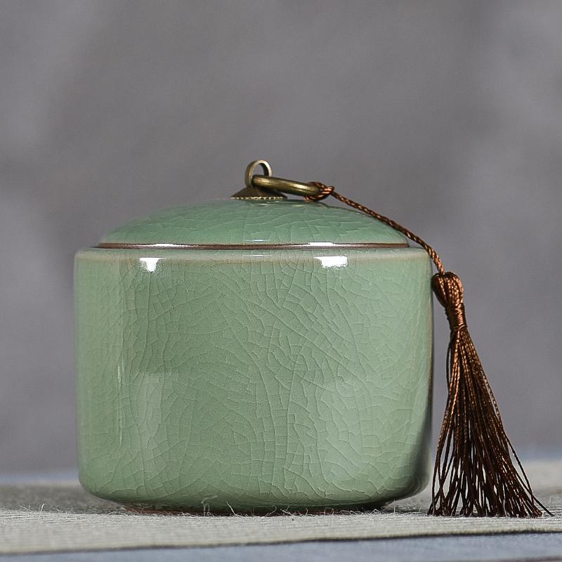 Creative Cracked Ceramic Tea Caddy with Lid Porcelain Sealed Candy Caddy Portable Tea Box Desktop Decoration Home Decoration New
