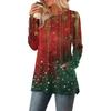 Women's Christmas Printed Round-neck Long-sleeved Top With Pockets And Side Slits