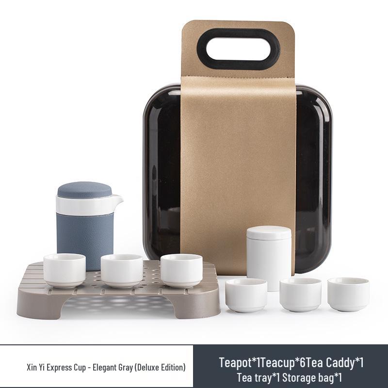 Heartfelt Portable Kung Fu Tea Set: Modern, Anti-scalding Teapot with Quick-brew Cups for Home and Outdoor Use.