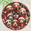 Vintage Christmas Cat Dog Round Iron Wall Art Sign Farmhouse Porch Decor