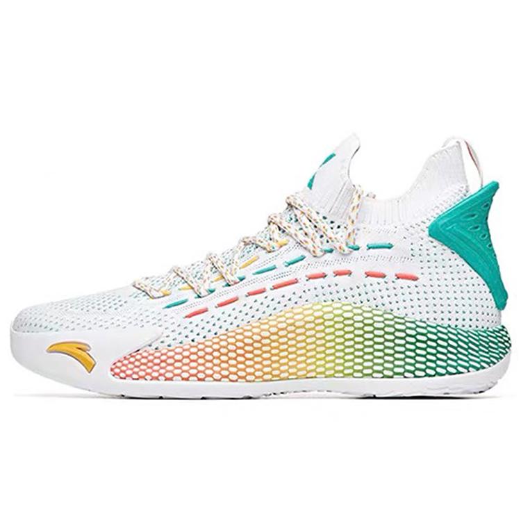 

New Anta KT5 Shock Absorbers Slip Resistant Abrasion Resistant Mid Top Basketball Shoes Men s White Red Green 112031102-1 44.5