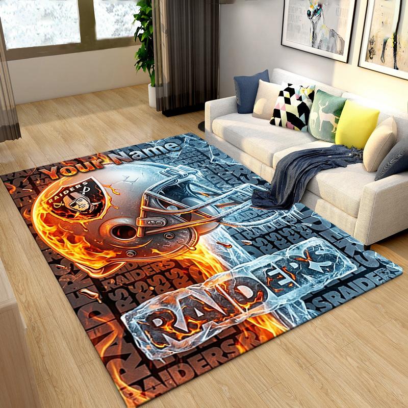 Custom personalization NFL Fire & Ice Print Area Rug - Soft, Washable Non-Slip Indoor Mat,Living Room,Home&Office Decorative Rug