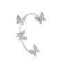 Fashion Butterfly Earrings for Women Sparkling Zircon Crystal Ear Clip Earrings Gold Silver Color Wedding Jewelry Accessories
