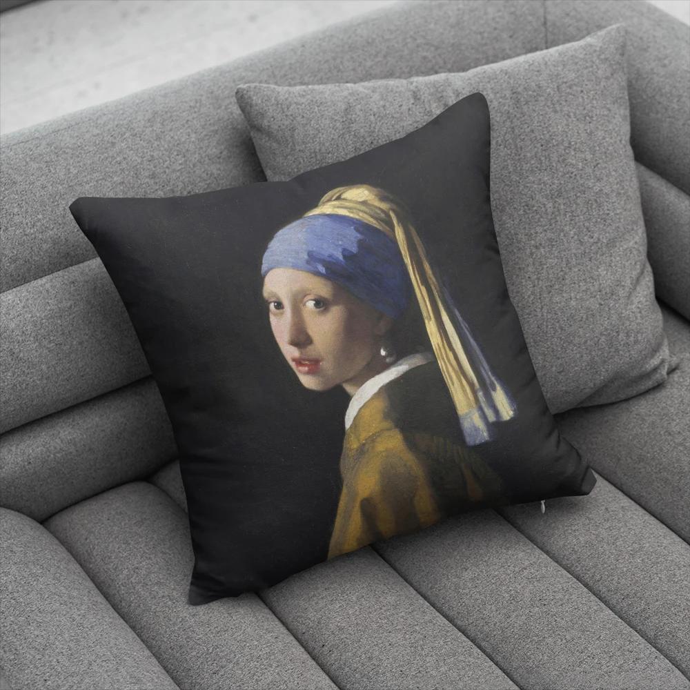 Oil Painting Decorative Pillowcases Starry Sky Self-Portrait Sunflower Sofa Bedroom Bedside Double-Sided Cushion Cover