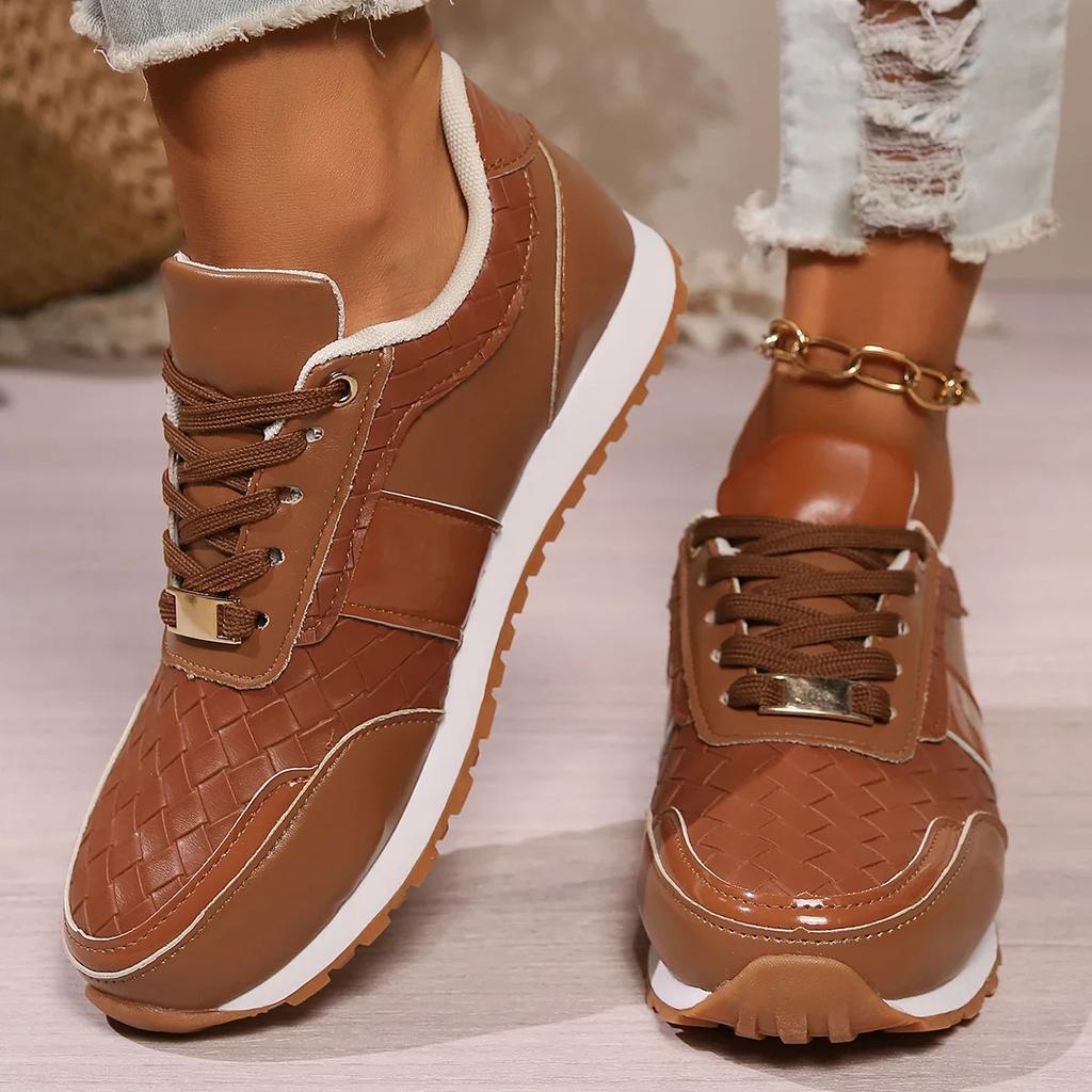 Fashion Women's Sneakers Outdoor Lace Up Breathable Platform Shoes for Women Outdoor Women's Casual Flat Walking Shoes Tenis Feminino