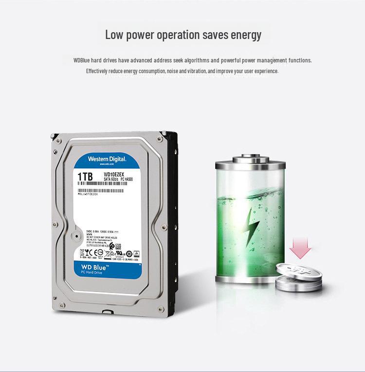 WD Blue 3.5" Mechanical Hard Disk, Available In 1TB, 2TB, 4TB, 6TB, with 5400 or 7200 RPM Options.