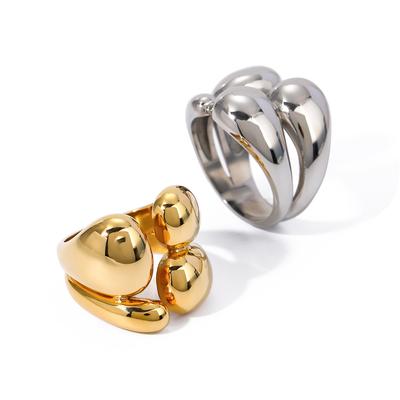 Youthway Metalic Double Layer Stainless Steel Ring  Gold Plated Trendy Jewelry Designed Accessories Party Gift New