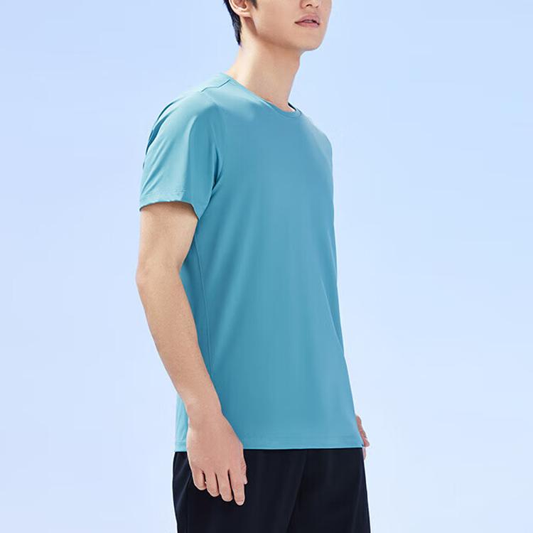 Anta Pure Color Logo Lettering Round Neck Pullover Short Sleeve T-Shirt Men Tops Tao-Grey-Blue 152325109-2