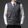 Men's Wool V-Neck Vest: Autumn/Winter Middle-Aged Casual Knitted Thick Cardigan