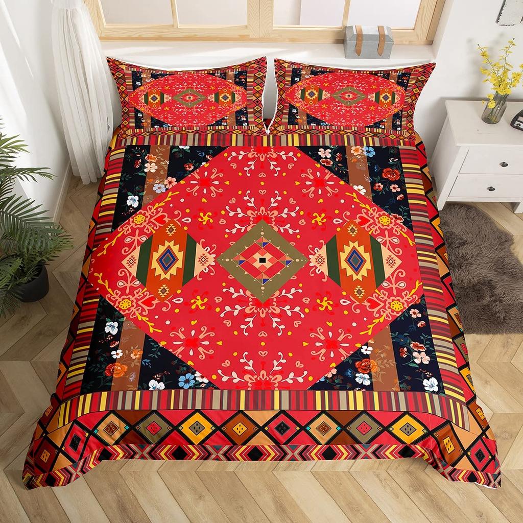 Christmas King Queen Duvet Cover Santa Claus Snowman Bedding Set Red Green Grid Checkered Quilt Cover Polyester Comforter Cover